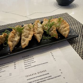 Katsuyama - Gyoza with dipping sauce - Izakaya Near Me - Palm Desert, California Katsuyama - Gyoza with dipping sauce - Izakaya Near Me - Palm Desert, California