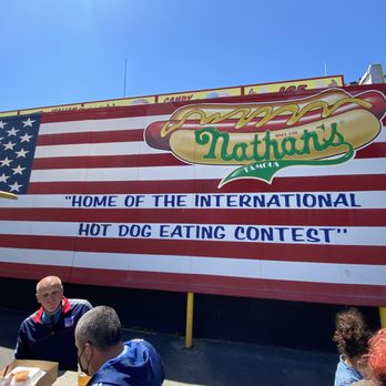 Nathan's Famous - Hot Dog Eating Contest sign - Hot Dogs Near Me - Brooklyn, New York Nathan's Famous - Hot Dog Eating Contest sign - Hot Dogs Near Me - Brooklyn, New York