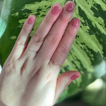 Unique nails & massage  - Gel mani with my plant making a guest appearance! I am more comfortable with short nails. - Nail Salons Near Me - San Jose, California