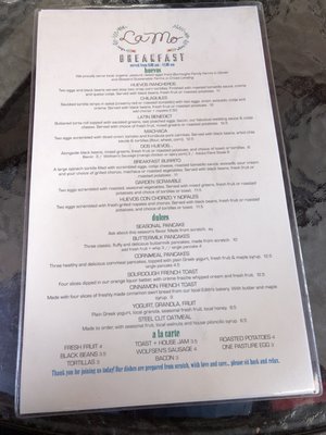 Menu photo 5 La Mo Cafe Turlock, CA