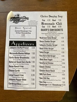 Menu photo 2 Bauer's Dam Resort Conover, WI