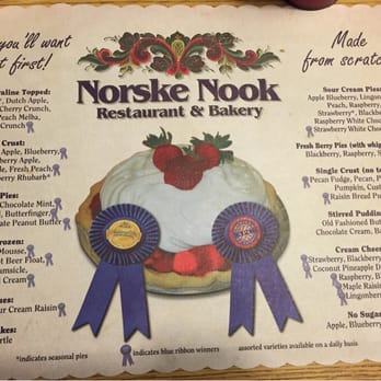 Norske Nook - Pie menu. More desserts in main menu - Breakfast & Brunch Near Me - Osseo, Wisconsin Norske Nook - Pie menu. More desserts in main menu - Breakfast & Brunch Near Me - Osseo, Wisconsin