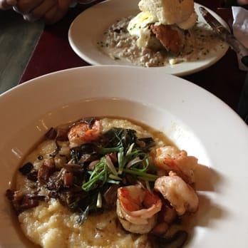 Highland Kitchen - Shrimp and grits (bottom) and the dirty bird (top) - New American Near Me - Somerville, Massachusetts