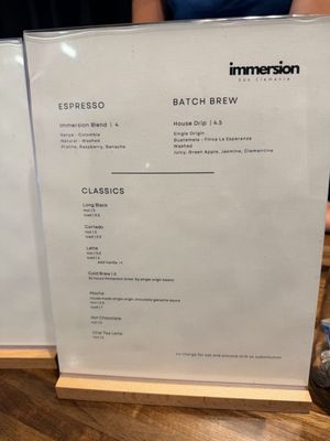 Menu photo 2 Immersion Coffee San Clemente, CA Menu photo 2 Immersion Coffee San Clemente, CA