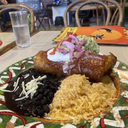 Mazatlan Mexican Restaurant - Veggie chimichanga served with the standard rice and beans side.