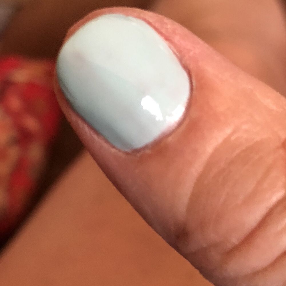 Bliss Nail Lounge - On this nail, the paint clearly went on too thin...you can see the nail - Nail Salons Near Me - Plantation, Florida
