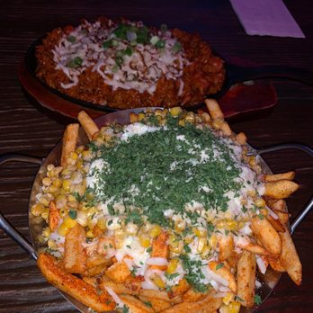 Lab 88 - Top: kimchi fried rice, bottom: elote fries - Lounges Near Me - El Monte, California Lab 88 - Top: kimchi fried rice, bottom: elote fries - Lounges Near Me - El Monte, California