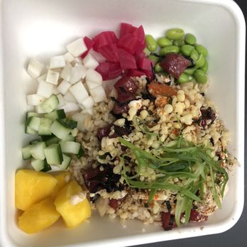 Sushi 86 - "Bowl" size (2 proteins and 5 sides) with brown rice, mango, cucumbers, pickled veggies, tuna, shrimp, poke sauce and spicy Mayo! - Sushi Bars Near Me - Cleveland, Ohio Sushi 86 - "Bowl" size (2 proteins and 5 sides) with brown rice, mango, cucumbers, pickled veggies, tuna, shrimp, poke sauce and spicy Mayo! - Sushi Bars Near Me - Cleveland, Ohio