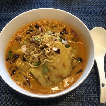 9 Thai Restaurant - My beautiful Khao Soy Noodle Soup! Medium spicy, which was plenty for me. Delicious broth! - Thai Near Me - Denver, Colorado