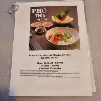 Pho Thin Ha Noi - Menu July 2025 - Vietnamese Near Me - Milpitas, California