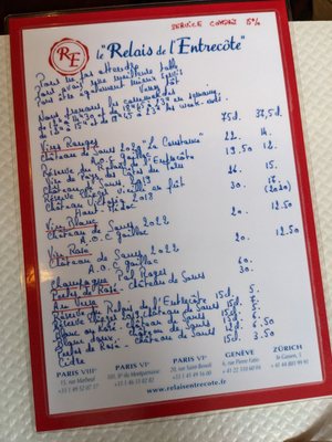 Menu photo 2 Le Relais de l'Entrecôte Paris, 75 Menu photo 2 Le Relais de l'Entrecôte Paris, 75