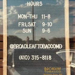 Broadleaf Tobacco - Summertime...and the livin's easy... 

Check out our new summer hours!  Open early/late for your enjoyment.