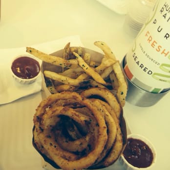 Burger Lounge - Onion rings and fries .. Both delicious!! - Burgers Near Me - Carlsbad, California