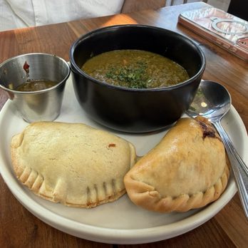 Cafecito - Empanadas (Carne and Santa Fe) with lentil soup and chimichurri sauce - Argentine Near Me - Santa Fe, New Mexico Cafecito - Empanadas (Carne and Santa Fe) with lentil soup and chimichurri sauce - Argentine Near Me - Santa Fe, New Mexico