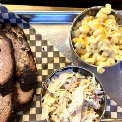 Regular cut brisket, Cole slaw and Mac and cheese.