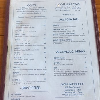 Cafe Mila - Backside of menu - Coffee & Tea Near Me - The Colony, Texas
