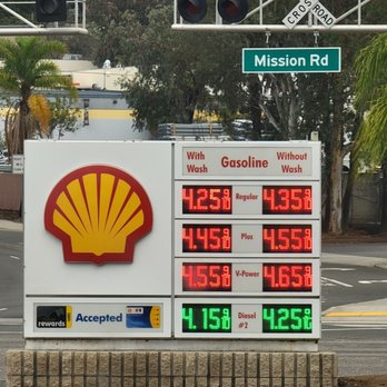 Shell - gas prices at a gas station - Gas Stations Near Me - Escondido, California