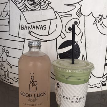 Cafe Dulce - Blueberry matcha latte and Good Luck soda - Coffee & Tea Near Me - Los Angeles, California