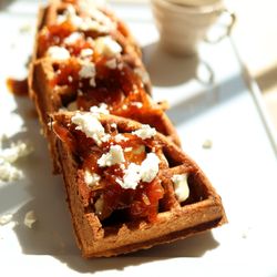 Sassafrass Cafe & Pantry - Sourdough waffles with apple butter!