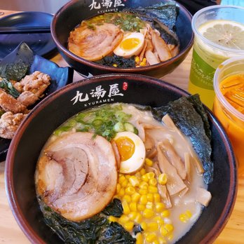 Kyuramen - Flushing - Tonkatsu Ramen in the front Miso Ramen (mild spicy) in the back - Ramen Near Me - Flushing, New York Kyuramen - Flushing - Tonkatsu Ramen in the front Miso Ramen (mild spicy) in the back - Ramen Near Me - Flushing, New York