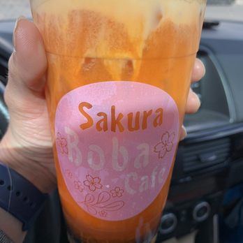 Sakura Boba Cafe - Thai milk iced tea with sea salt foam...something (I forgot) - Juice Bars & Smoothies Near Me - Victorville, California