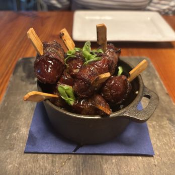 Barrier Island Brewing - Bacon Wrapped Blue Cheese Stuffed Dates - New American Near Me - St Simons Island, Georgia Barrier Island Brewing - Bacon Wrapped Blue Cheese Stuffed Dates - New American Near Me - St Simons Island, Georgia