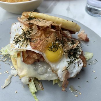 NextDoor Restaurant - Okonomiyaki Cheeseburger ($20) - Canadian (New) Near Me - Markham, Ontario NextDoor Restaurant - Okonomiyaki Cheeseburger ($20) - Canadian (New) Near Me - Markham, Ontario