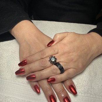 Supernails - "Chrome" nails for Valentine's Day. - Nail Salons Near Me - Hayward, California