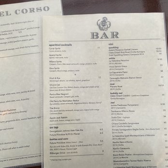Bar Del Corso - Drink Menu - Italian Near Me - Seattle, Washington