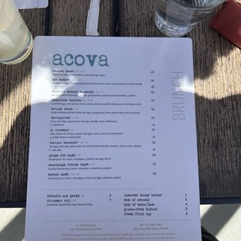 Acova - Brunch Menu - New American Near Me - Denver, Colorado Acova - Brunch Menu - New American Near Me - Denver, Colorado