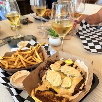 Small's Smash Club - Double smash burger and fries with white wine - Burgers Near Me - San Clemente, California Small's Smash Club - Double smash burger and fries with white wine - Burgers Near Me - San Clemente, California