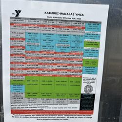 Kaimuki-Waialae Branch YMCA - Pool schedule