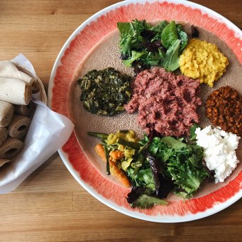 Moya - Veggie Sampler, beef tartare - Ethiopian Near Me - San Francisco, California
