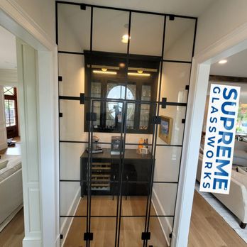 Supreme Glassworks - Small bar entrance with Matte black grids. - Glass & Mirrors Near Me - Sterling, Virginia Supreme Glassworks - Small bar entrance with Matte black grids. - Glass & Mirrors Near Me - Sterling, Virginia