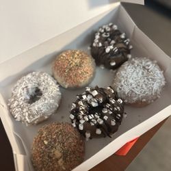 Federal Donuts & Chicken - Fancy half dozen - sugar cookie, hot cocoa, and frosty the donut
