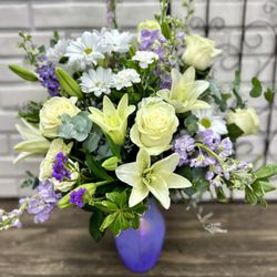 A Floral Fantasia / Galloway's Florist - Lavender and cream provide serenity and comfort.
