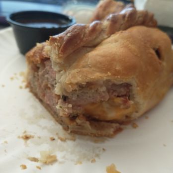 Cornish Pasty - Inside the Meat and Cheese Pasty. The sauce is a red wine sauce. - British Near Me - Las Vegas, Nevada