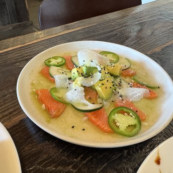 Home Away - Salmon belly crudo - Salad Near Me - Soquel, California