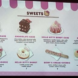 Menu sweet desserts Menu sweet desserts
