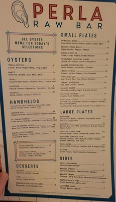 Menu photo 7 Perla Raw Bar Wilmington, NC