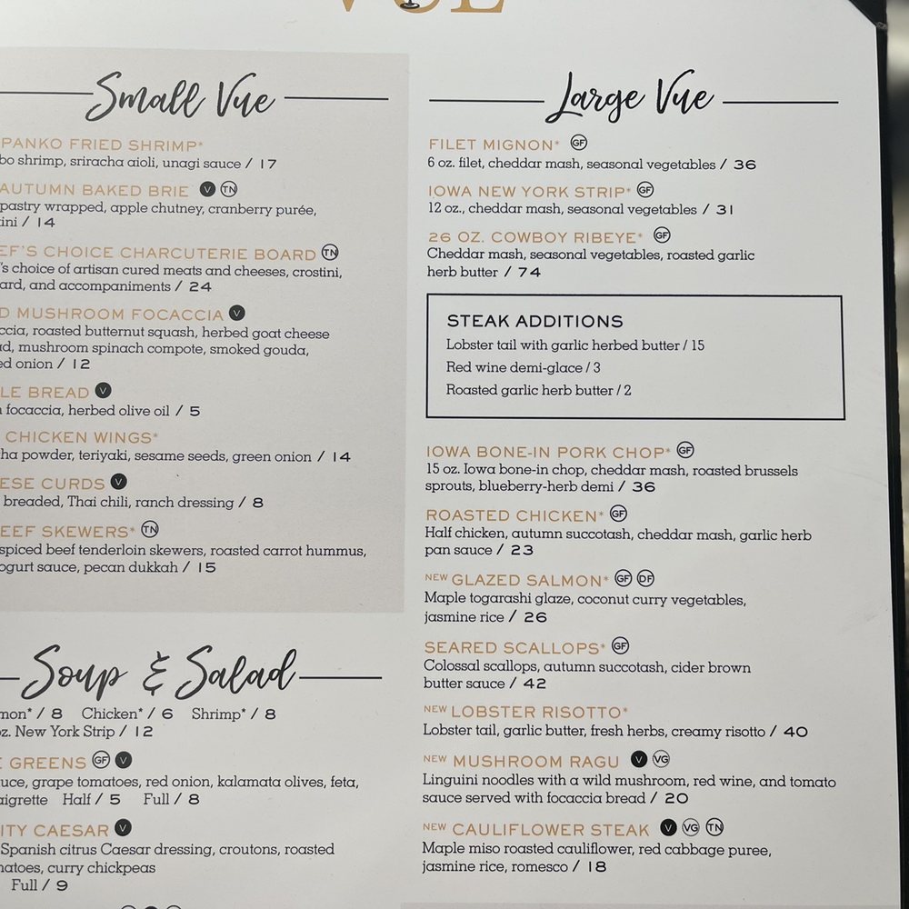 Vue Rooftop - Menu! - New American Near Me - Iowa City, Iowa Vue Rooftop - Menu! - New American Near Me - Iowa City, Iowa