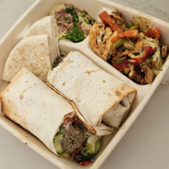 Dish N Dash - Dublin - Kufta kebab wrap with grilled veg and babaganoush sides - Middle Eastern Near Me - Dublin, California Dish N Dash - Dublin - Kufta kebab wrap with grilled veg and babaganoush sides - Middle Eastern Near Me - Dublin, California