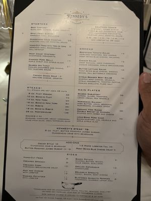 Menu photo 1 Kennedy's Steakhouse Eugene, OR Menu photo 1 Kennedy's Steakhouse Eugene, OR