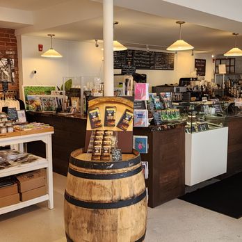 Mystic River Chocolate Cafe - Overall counter photo, frozen hot chocolate soon! - Chocolatiers & Shops Near Me - Mystic, Connecticut