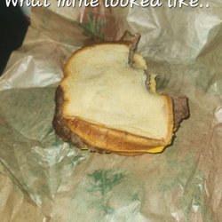 Burger King - BK Bacon Whopper melt. Looks like untoasted wonder bread instead of a buttered and griddle Toasted thick piece of bread.