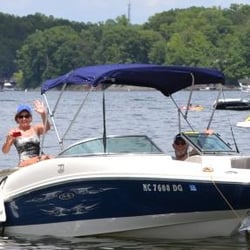 MarineMax Hall Marine Lake Wylie - Hall Marine's Accountant enjoying her Sea Ray 185 Sport at 2012 AquaPalooza at Hall Marine Lake Wylie & Lake Wylie Marina