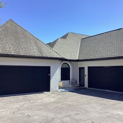 Looking Up Garage Doors - Bryn Mawr black steel upgrade