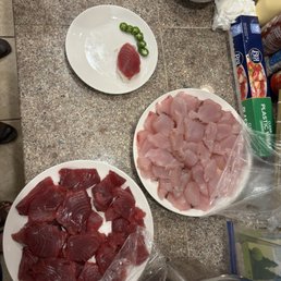 Ono and tuna sashimi