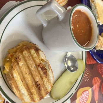 Anything Sweet & More Cafe - Ham, cheddar and apple panini with tomato soup. - Sandwiches Near Me - Winterset, Iowa