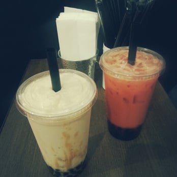 Over The Rainbow Tea Bar - Milk candy milk smoothie w/ boba & strawberry milk tea w/ boba. - Desserts Near Me - Renton, Washington